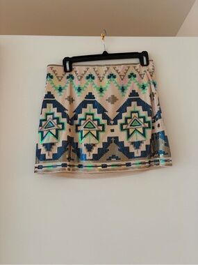 Express Sequin Mini Skirt with Geometric Pattern